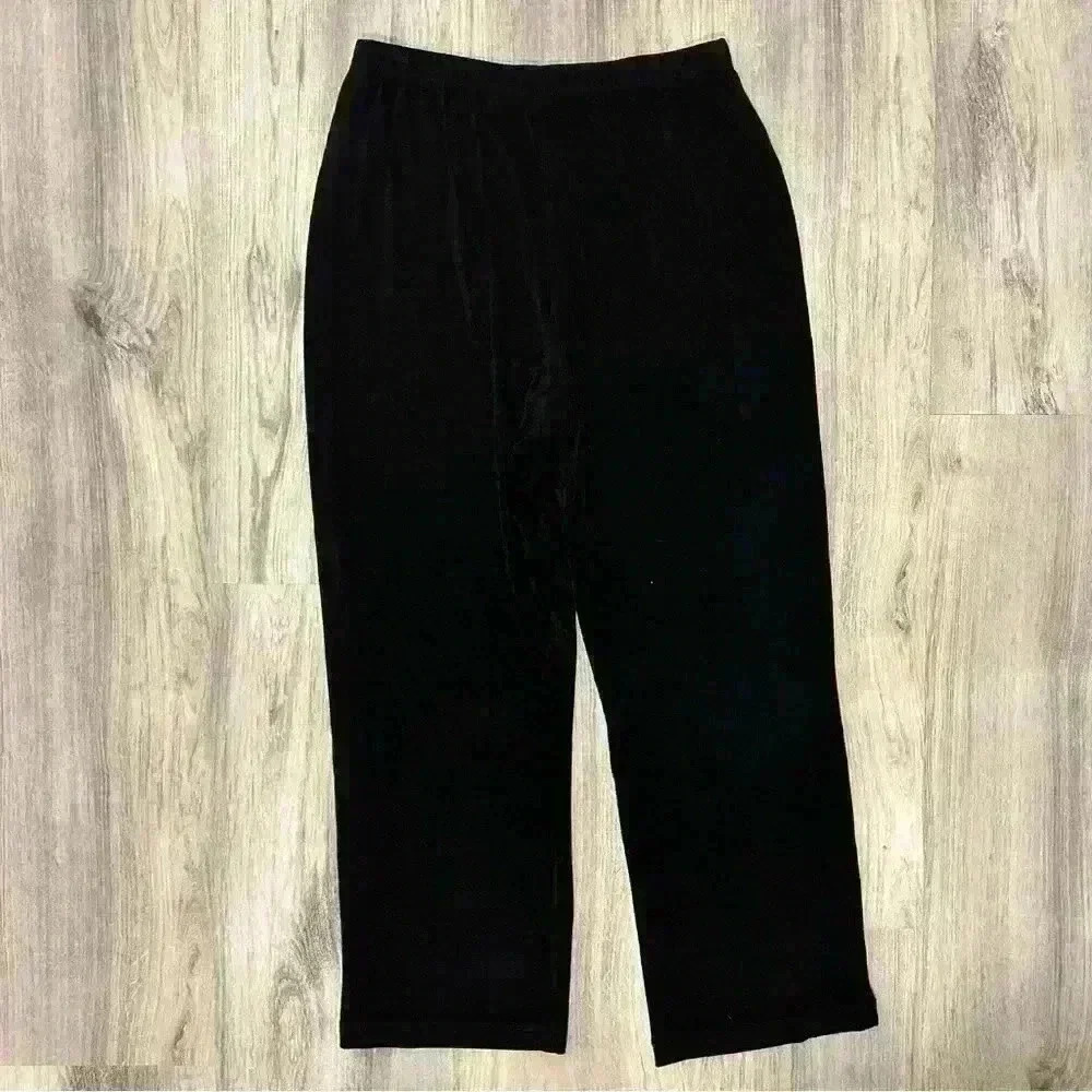 Chico’s Travelers Pants Black Ribbed Stretchy Pull On Acetate Size 1 (M) Short - Picture 6 of 6
